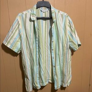 Cathy Daniel’s Green Striped Men's Shirt-100%cotton!